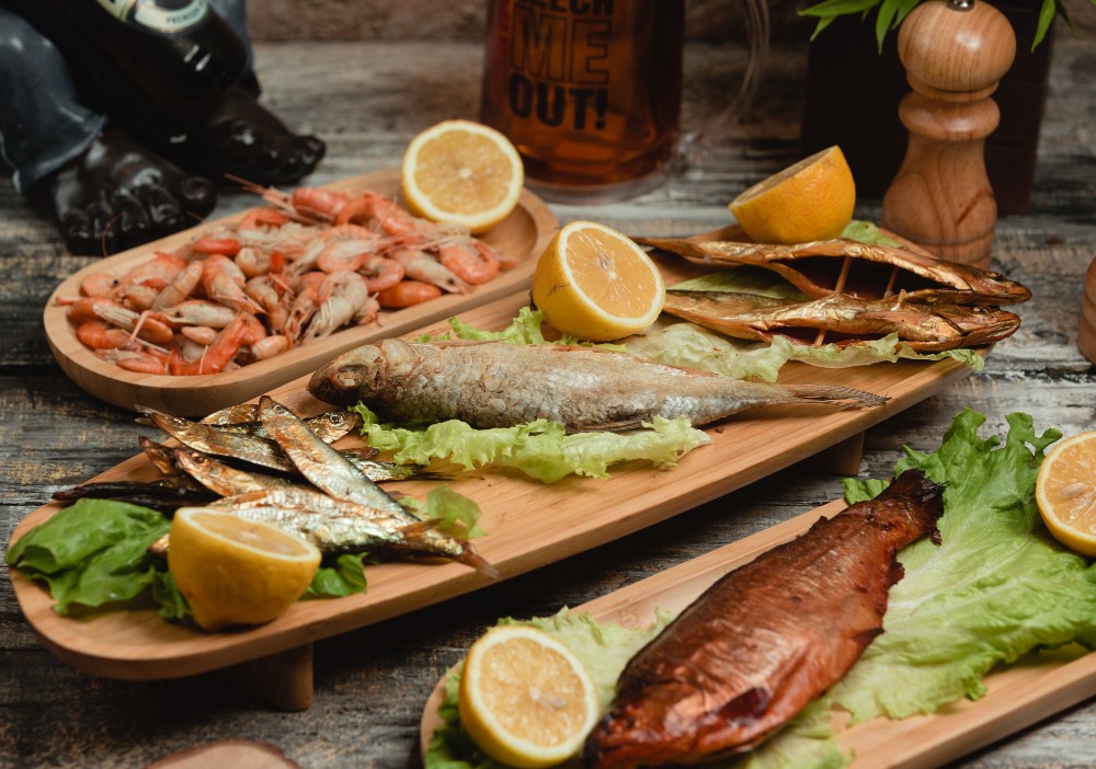 Plats de poisson et fruits de mer